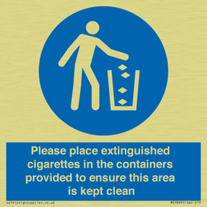 Please place extinguished cigarettes in the containers provided to ensure this area is kept clean